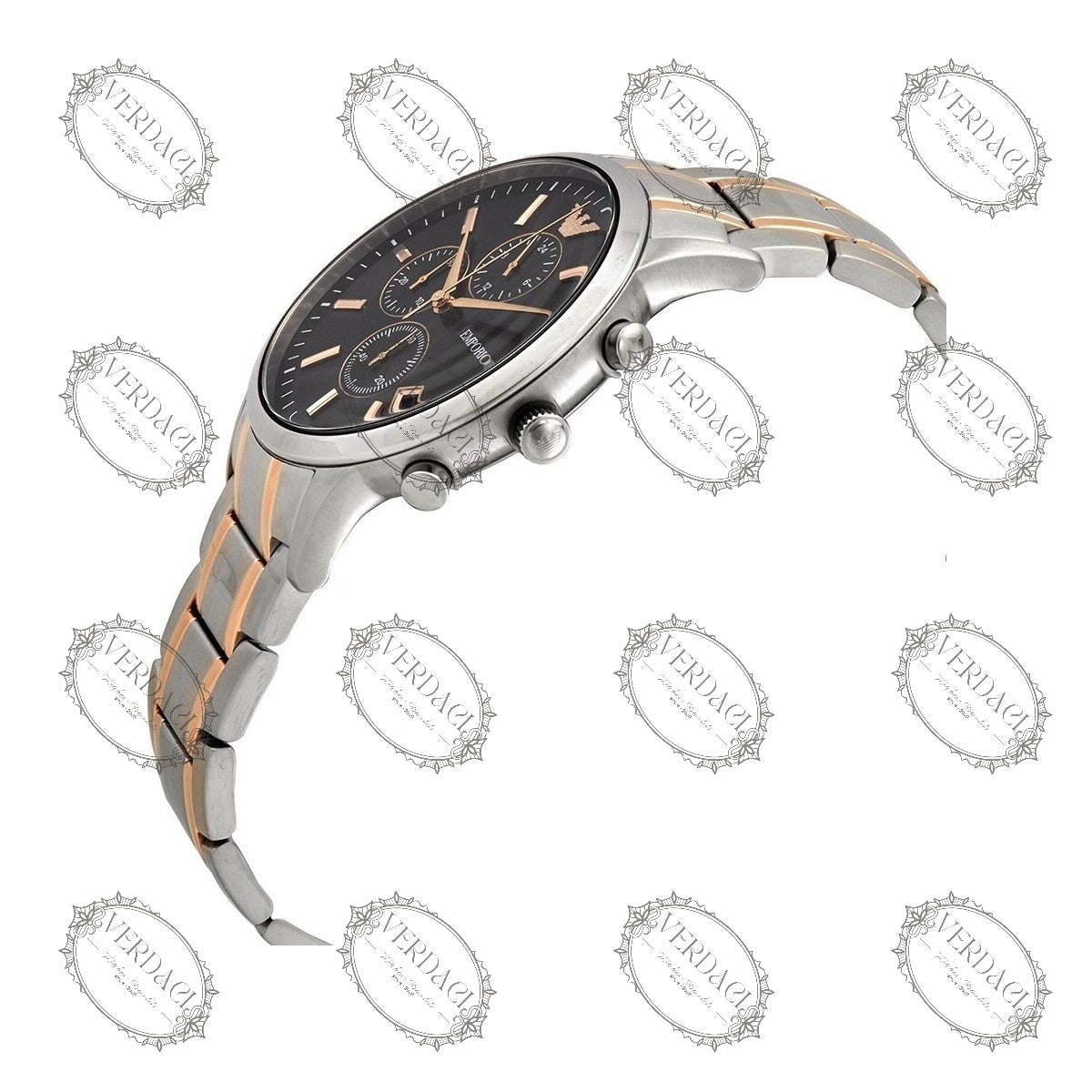 EMPORIO ARMANI AR11165 SILVER/ROSE GOLD - BLACK CHRONO