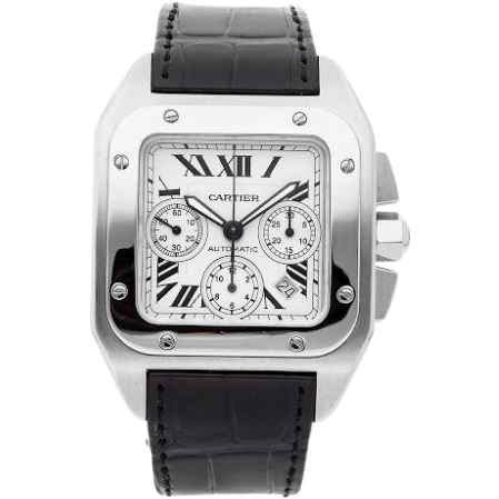 Noir Cartier De Santos Cuir 40mm
