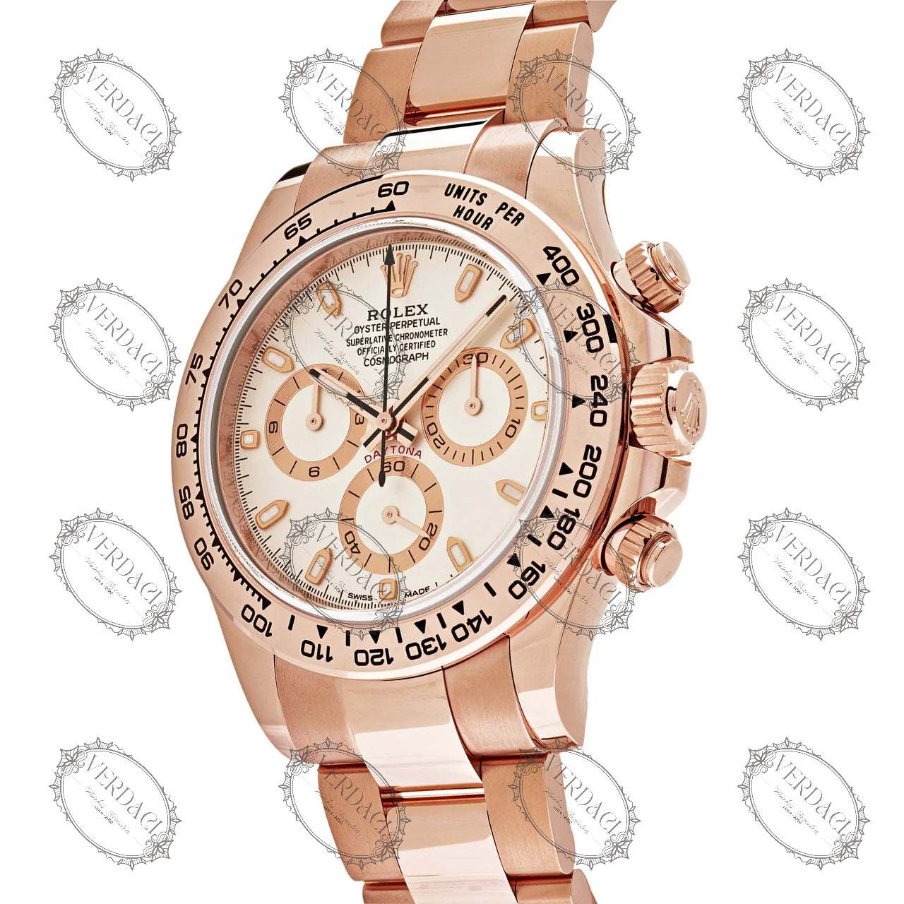 Rolex Daytona Rose Gold Ivory White Dial Oyster Bracelet