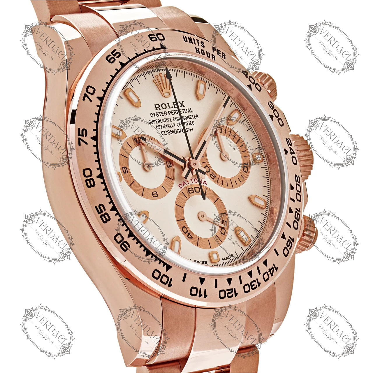 Rolex Daytona Rose Gold Ivory White Dial Oyster Bracelet