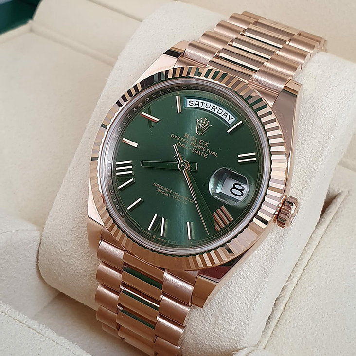 Montre Rolex DayDate 40 Olive Rose Gold  Pour Homme