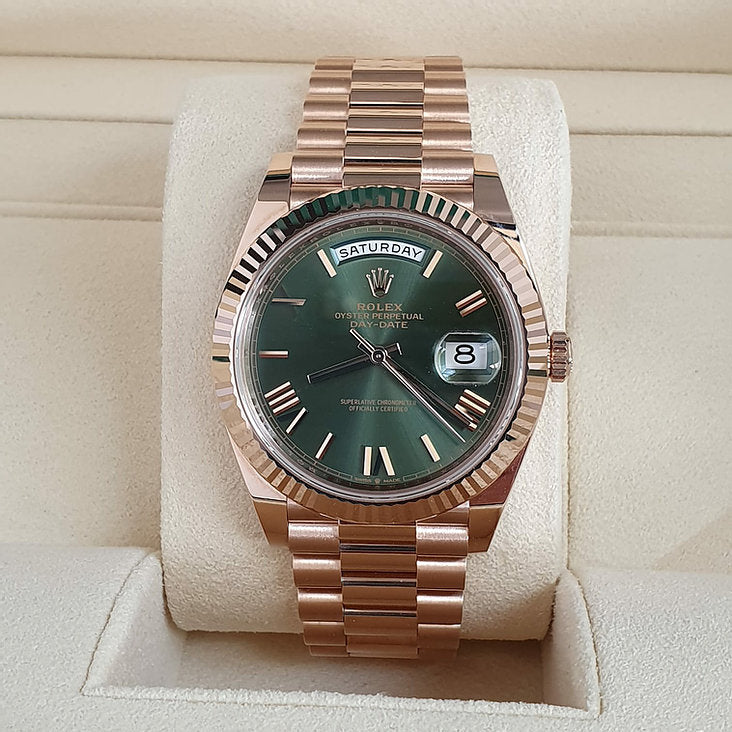 Montre Rolex DayDate 40 Olive Rose Gold  Pour Homme